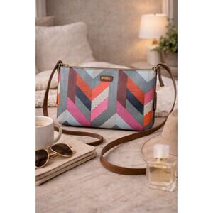 Fossil Colorful Geometric Crossbody Purse Small Women’s Leather